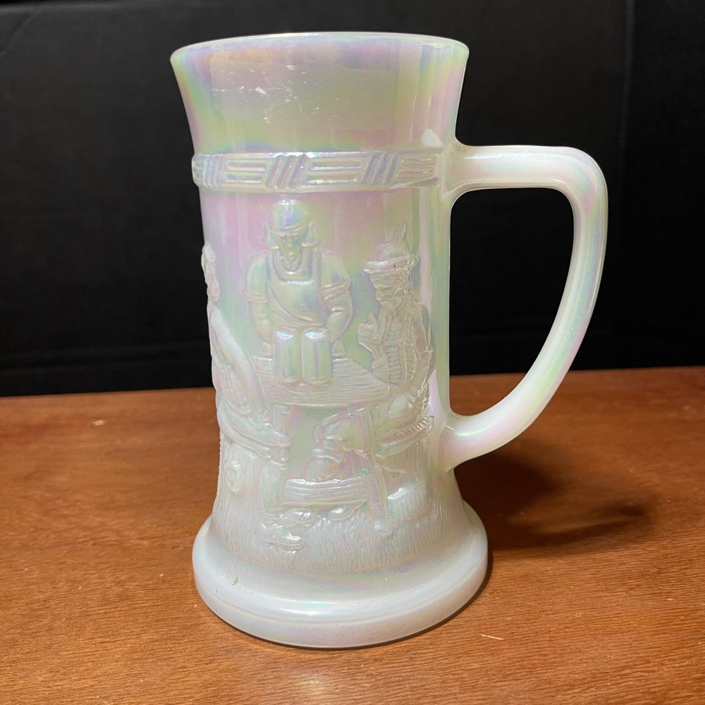 Iridescent milk Glass German Stein